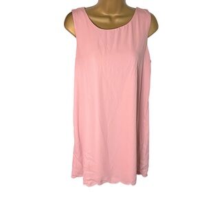 Lily Rose Sleeveless Shift Dress Scallop Hem Lined Blush Pink L